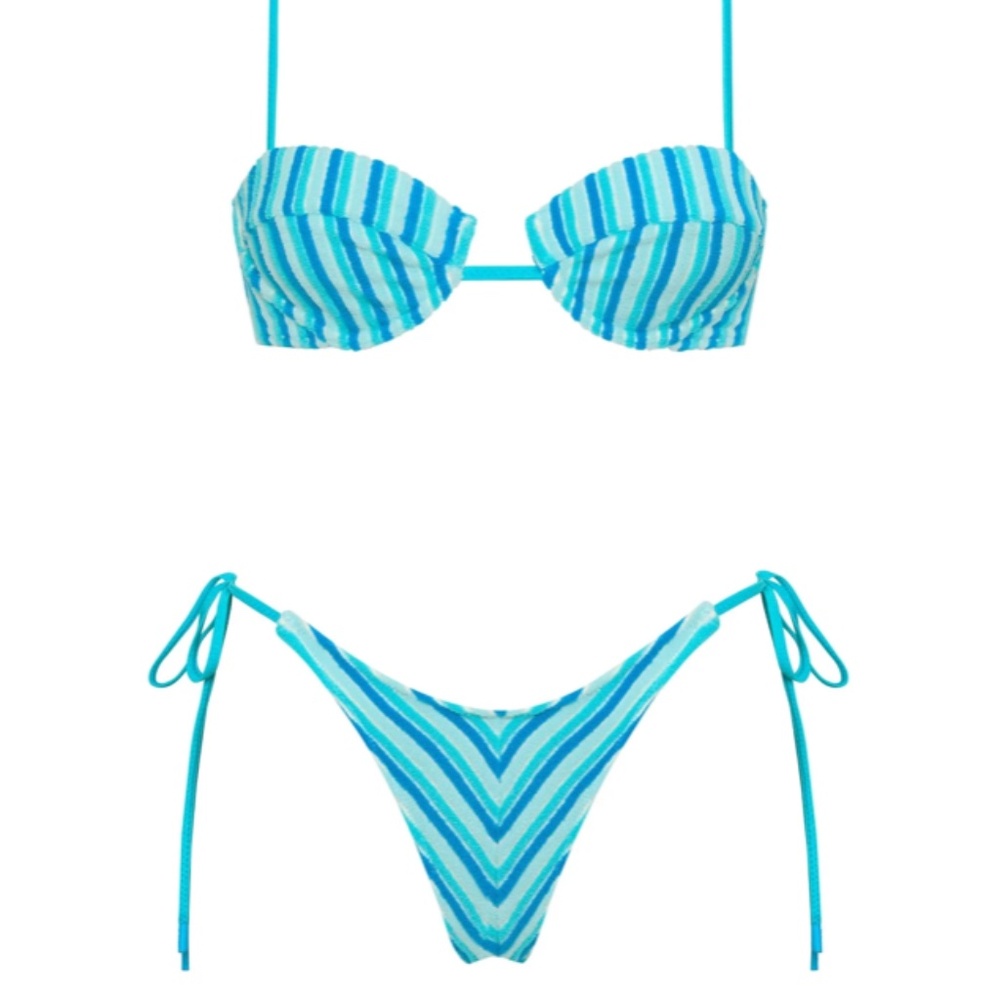 Triangl bikini, top - large, bottom - small. blue patterned